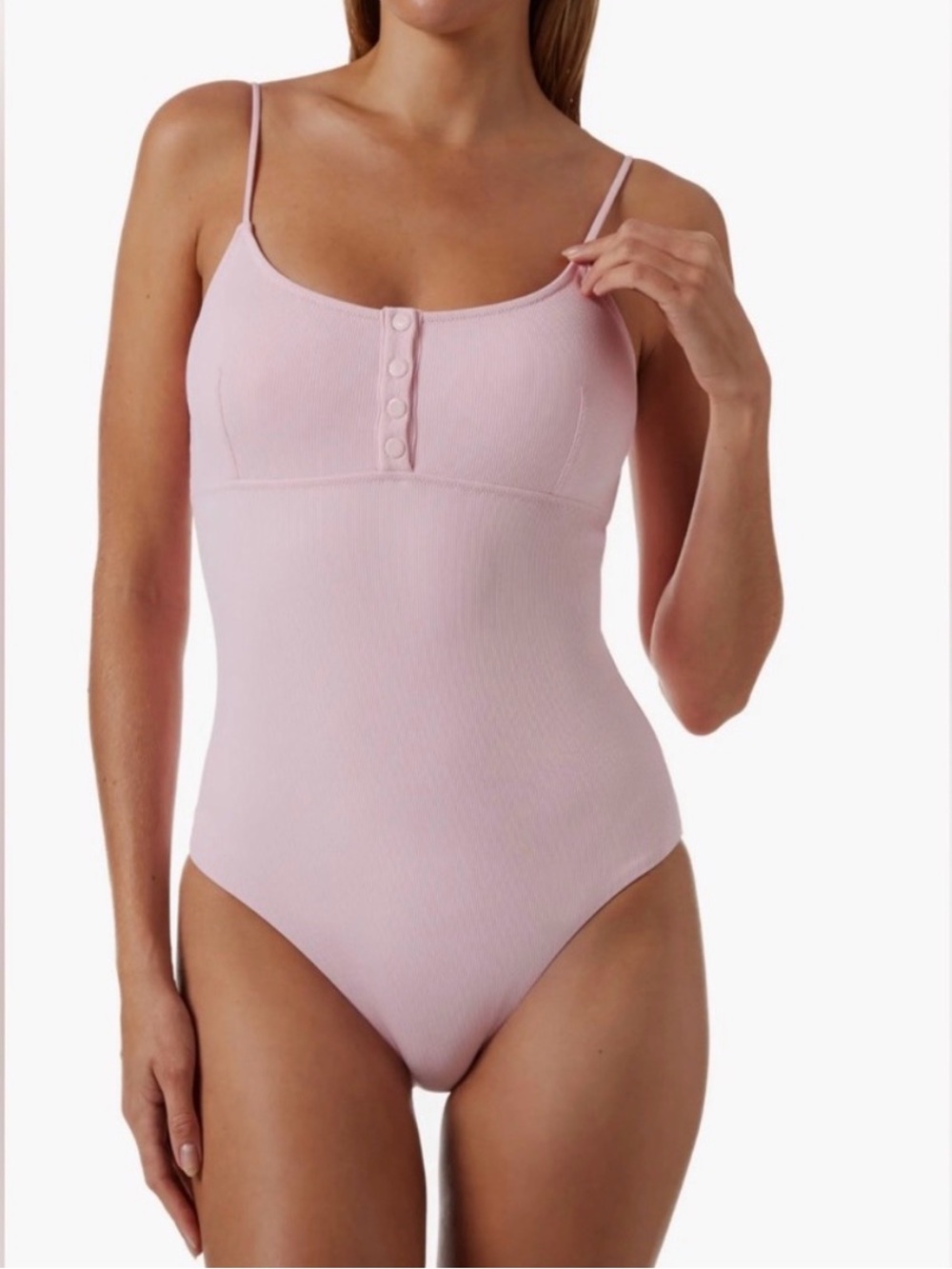 Melissa Odabash Powder Pink Calabasas Ribbed One-Piece Swimsuit Bodysuit US4 UK8